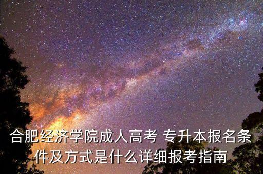 合肥經(jīng)濟(jì)學(xué)院成人高考 專升本報(bào)名條件及方式是什么詳細(xì)報(bào)考指南