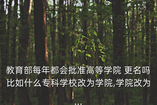 教育部每年都會(huì)批準(zhǔn)高等學(xué)院 更名嗎比如什么?？茖W(xué)校改為學(xué)院,學(xué)院改為...
