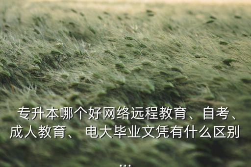 專升本哪個好網(wǎng)絡遠程教育、自考、成人教育、 電大畢業(yè)文憑有什么區(qū)別...