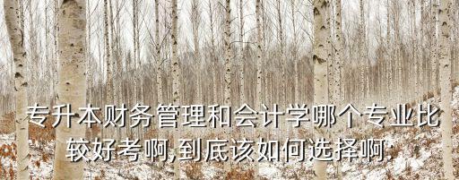  專升本財務(wù)管理和會計學(xué)哪個專業(yè)比較好考啊,到底該如何選擇啊: