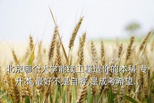 北京哪個(gè)大學(xué)能續(xù)工程造價(jià)的本科 專升本,最好不是自考,是成考希望...