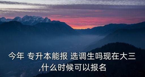 今年 專升本能報(bào) 選調(diào)生嗎現(xiàn)在大三,什么時(shí)候可以報(bào)名