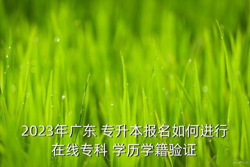2023年廣東 專升本報(bào)名如何進(jìn)行在線?？?學(xué)歷學(xué)籍驗(yàn)證