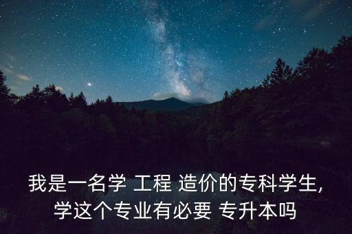 我是一名學(xué) 工程 造價(jià)的?？茖W(xué)生,學(xué)這個(gè)專業(yè)有必要 專升本嗎