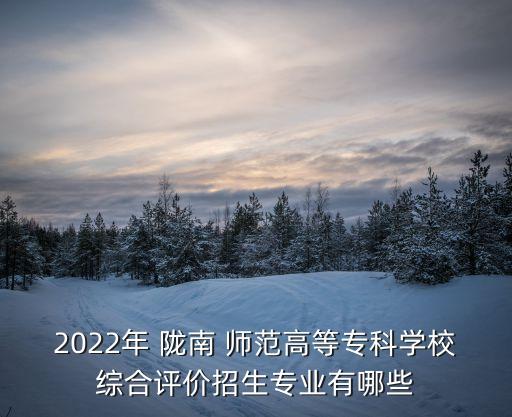 2022年 隴南 師范高等?？茖W(xué)校綜合評價招生專業(yè)有哪些
