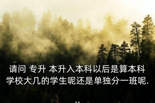 請問 專升 本升入本科以后是算本科學(xué)校大幾的學(xué)生呢還是單獨(dú)分一班呢...
