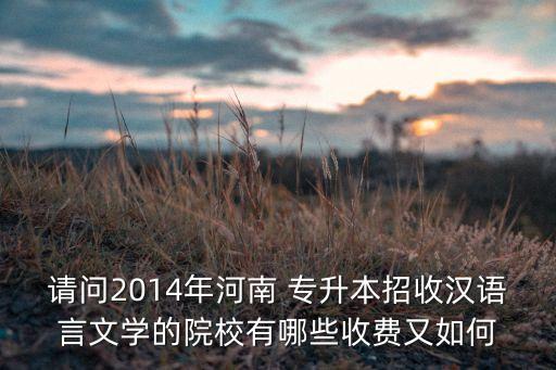 請(qǐng)問2014年河南 專升本招收漢語(yǔ)言文學(xué)的院校有哪些收費(fèi)又如何