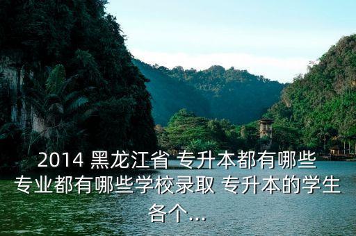2014 黑龍江省 專(zhuān)升本都有哪些專(zhuān)業(yè)都有哪些學(xué)校錄取 專(zhuān)升本的學(xué)生各個(gè)...