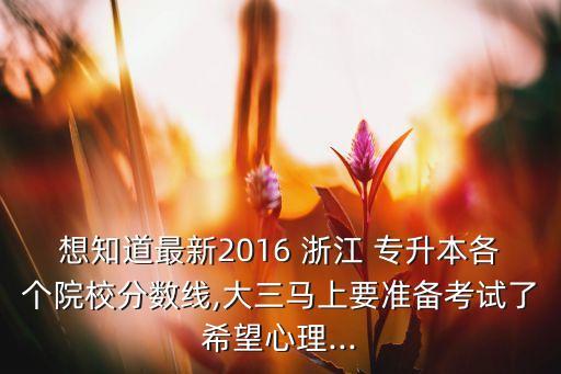 想知道最新2016 浙江 專升本各個(gè)院校分?jǐn)?shù)線,大三馬上要準(zhǔn)備考試了希望心理...