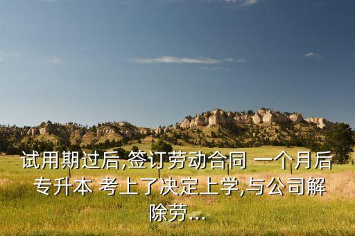 試用期過后,簽訂勞動合同 一個月后 專升本 考上了決定上學(xué),與公司解除勞...