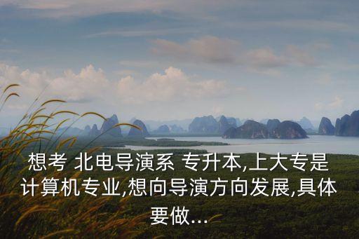 想考 北電導(dǎo)演系 專升本,上大專是計(jì)算機(jī)專業(yè),想向?qū)а莘较虬l(fā)展,具體要做...