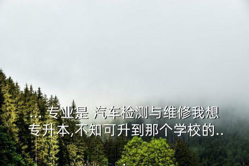 ... 專業(yè)是 汽車檢測與維修我想 專升本,不知可升到那個(gè)學(xué)校的...