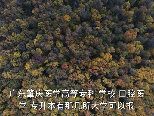 廣東肇慶醫(yī)學(xué)高等專科 學(xué)校 口腔醫(yī)學(xué) 專升本有那幾所大學(xué)可以報