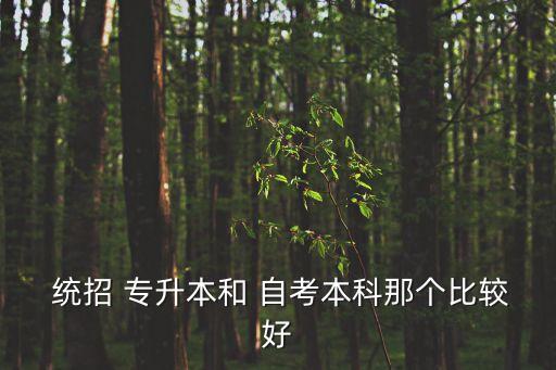  統(tǒng)招 專升本和 自考本科那個比較好