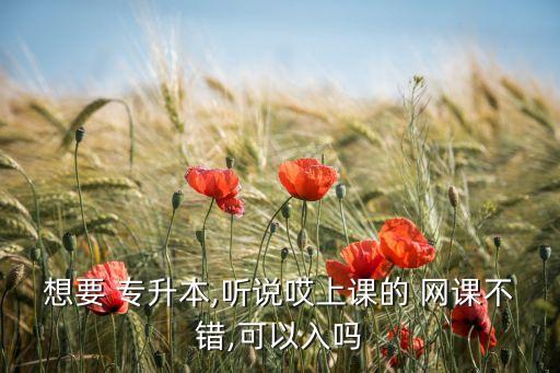 想要 專(zhuān)升本,聽(tīng)說(shuō)哎上課的 網(wǎng)課不錯(cuò),可以入嗎