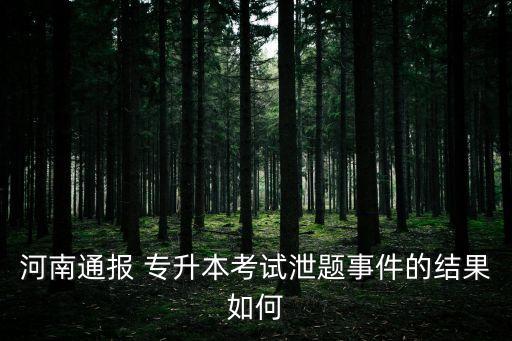 河南通報 專升本考試泄題事件的結(jié)果如何