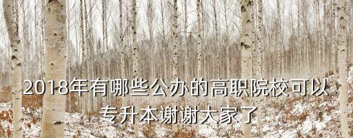 2018年有哪些公辦的高職院?？梢?專升本謝謝大家了