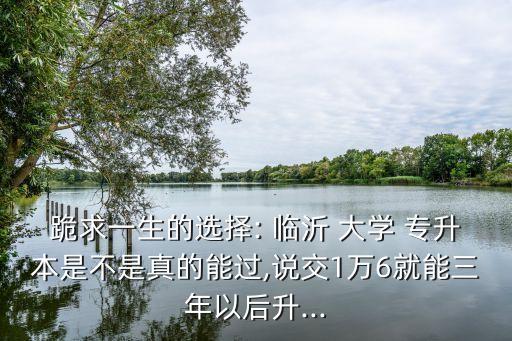 跪求一生的選擇: 臨沂 大學(xué) 專升本是不是真的能過(guò),說(shuō)交1萬(wàn)6就能三年以后升...