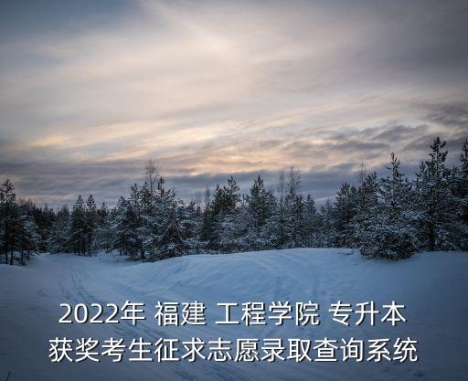 2022年 福建 工程學(xué)院 專升本獲獎考生征求志愿錄取查詢系統(tǒng)
