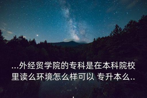 ...外經(jīng)貿(mào)學(xué)院的?？剖窃诒究圃盒＠镒x么環(huán)境怎么樣可以 專升本么...