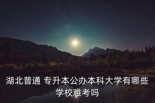 湖北普通 專升本公辦本科大學有哪些學校難考嗎