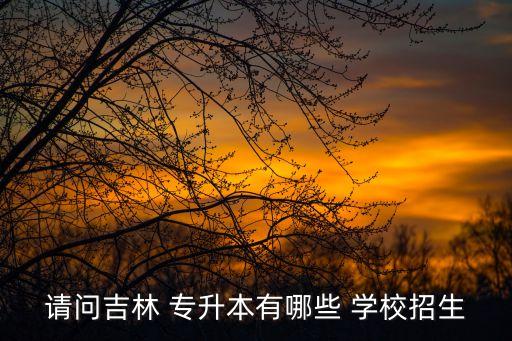 請(qǐng)問吉林 專升本有哪些 學(xué)校招生