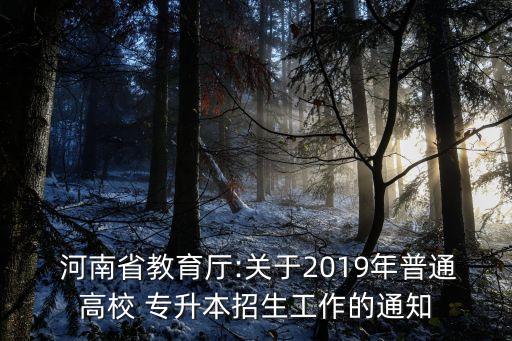  河南省教育廳:關于2019年普通高校 專升本招生工作的通知