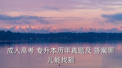成人高考 專升本歷年真題及 答案哪兒能找到