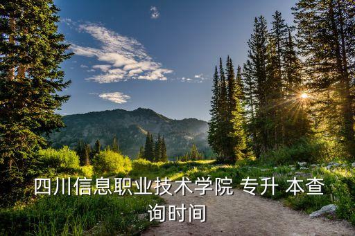  四川信息職業(yè)技術(shù)學院 專升 本查詢時間