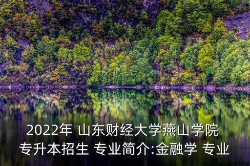 2022年 山東財經(jīng)大學(xué)燕山學(xué)院 專升本招生 專業(yè)簡介:金融學(xué) 專業(yè)
