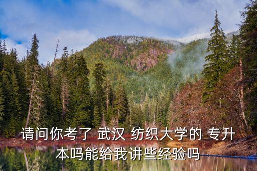 請問你考了 武漢 紡織大學(xué)的 專升本嗎能給我講些經(jīng)驗嗎