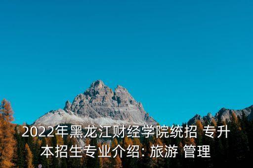 2022年黑龍江財經學院統(tǒng)招 專升本招生專業(yè)介紹: 旅游 管理
