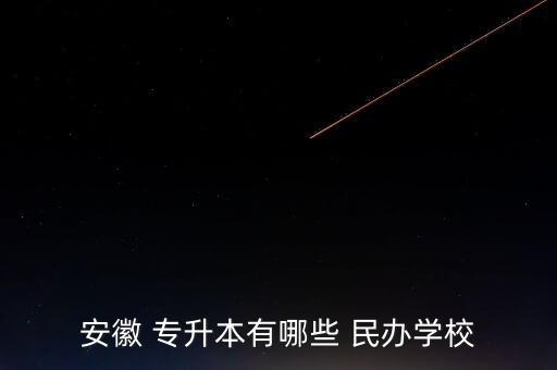 安徽 專升本有哪些 民辦學校