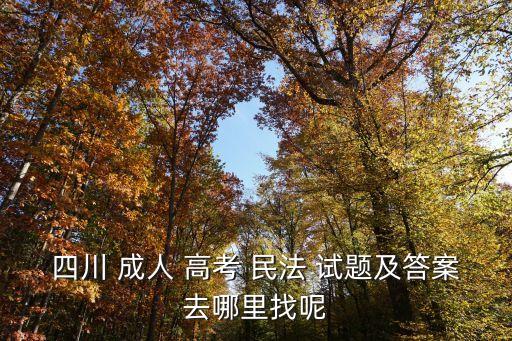 四川 成人 高考 民法 試題及答案去哪里找呢